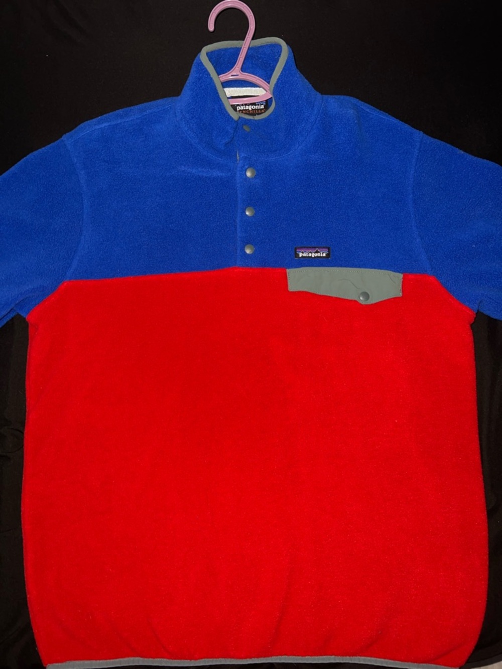 Patagonia Blue & Red Snap-T Fleece Pullover
